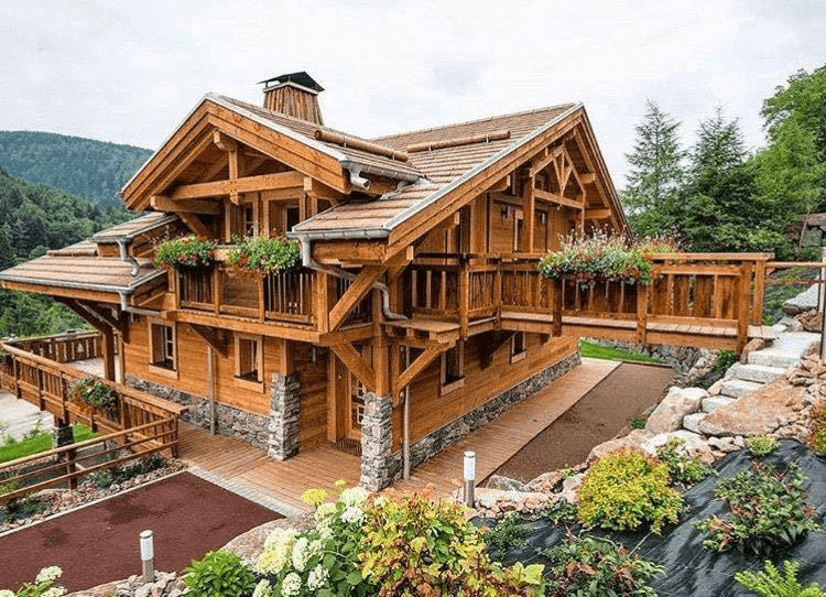 Large log home restored to original beauty.
